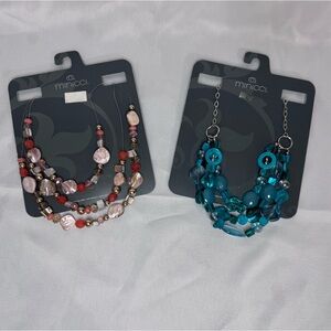 Minicci multi-layer teal/pink-redish necklace you get both